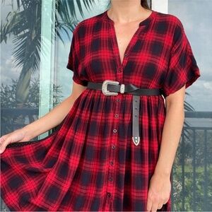11-1Tylho Red Plaid Dress M